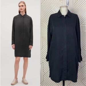 COS Long Sleeve Shirt Dress Black size L